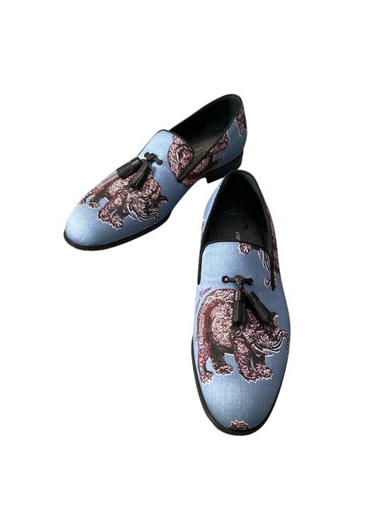 Louis Vuitton Chapman Brazza Tassel Loafers Blue Elephant Shoes 7.5 main image 10